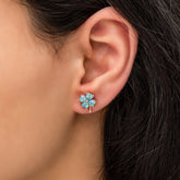 Ermus Türkis Stein Klee Ohrringe – 925 Sterlingsilber, Handgefertigtes Schmuckstück, Perfektes Geschenk - Ermus Gold