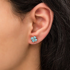 Ermus Türkis Stein Klee Ohrringe – 925 Sterlingsilber, Handgefertigtes Schmuckstück, Perfektes Geschenk - Ermus Gold