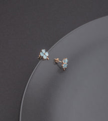 Ermus Türkis Stein Klee Ohrringe – 925 Sterlingsilber, Handgefertigtes Schmuckstück, Perfektes Geschenk - Ermus Gold