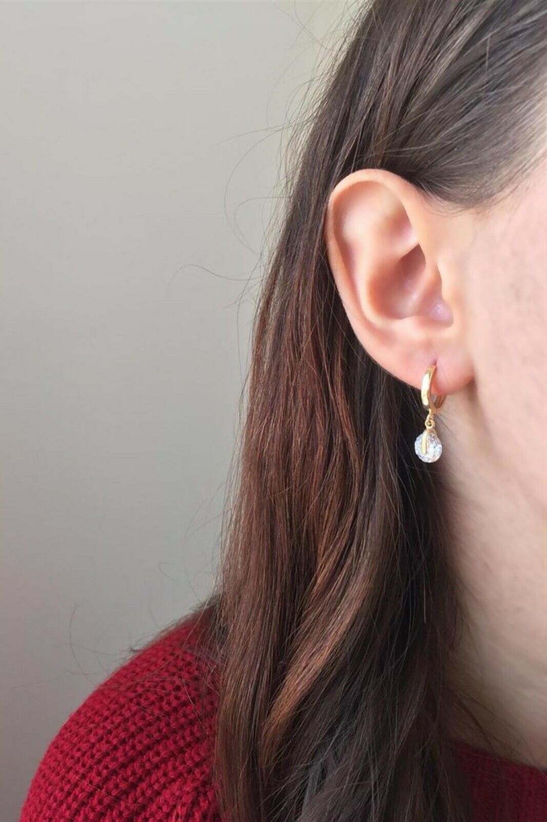 Gold Ohrringe mit Weißen Zirkonsteinen – 14K Gold, Handgefertigt, Perfektes Geschenk - Ermus Gold