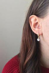 Gold Ohrringe mit Weißen Zirkonsteinen – 14K Gold, Handgefertigt, Perfektes Geschenk - Ermus Gold