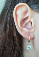 Gold Ohrringe mit Weißen Zirkonsteinen – 14K Gold, Handgefertigt, Perfektes Geschenk - Ermus Gold