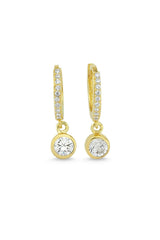 Ohrringe Damen Solitär, 14K Gold, Zirkon, Elegantes Design - Ermus Gold