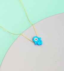 Opal Stein Evil Eye Halskette mit Fatma Mutter Hand – 925 Sterling Silber, Vergoldet - Ermus Gold