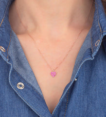 Rosa Stein Herz Halskette – 925 Sterlingsilber, Handgemacht, Rosevergoldet, Perfektes Geschenk - Ermus Gold