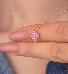 Rosa Stein Herz Halskette – 925 Sterlingsilber, Handgemacht, Rosevergoldet, Perfektes Geschenk - Ermus Gold