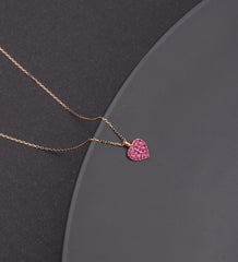 Rosa Stein Herz Halskette – 925 Sterlingsilber, Handgemacht, Rosevergoldet, Perfektes Geschenk - Ermus Gold