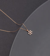 Zirkon Stein Gänseblümchen Halskette, 925 Sterling Silber, Rose Vergoldet – Handgemachtes Geschenk - Ermus Gold