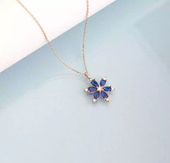 Saphir Stein Narzissen Blumen Halskette aus 925 Sterling Silber ER0583Handgemact