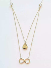 Layering Goldkette 585 Gelbgold - Infinity & Tropfen mit Zirkonia Steinen