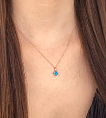 925 Sterlingsilber Opal Stein Tropfen Halskette ER0842Handgemacht-bestesGeschenk