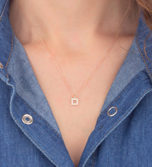 Halskette mit quadratischem Motiv aus 925erSterlingsilber ER0440-bestes Geschenk