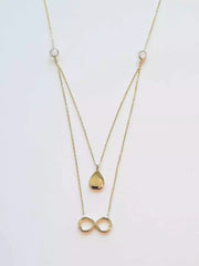 Layering Goldkette 585 Gelbgold - Infinity & Tropfen mit Zirkonia Steinen