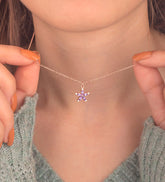 Amethyst Stein Narzisse Blume Halskette aus 925 Sterling Silber ER0616Handgemact