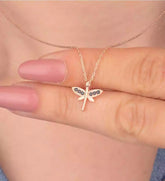 Halskette Damen 925 Sterlingsilber Ermusgold Onyx Mini Libelle HalsketteER0444