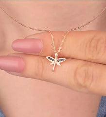 Halskette Damen 925 Sterlingsilber Ermusgold Onyx Mini Libelle HalsketteER0444