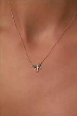 Halskette Damen 925 Sterlingsilber Ermusgold Onyx Mini Libelle HalsketteER0444