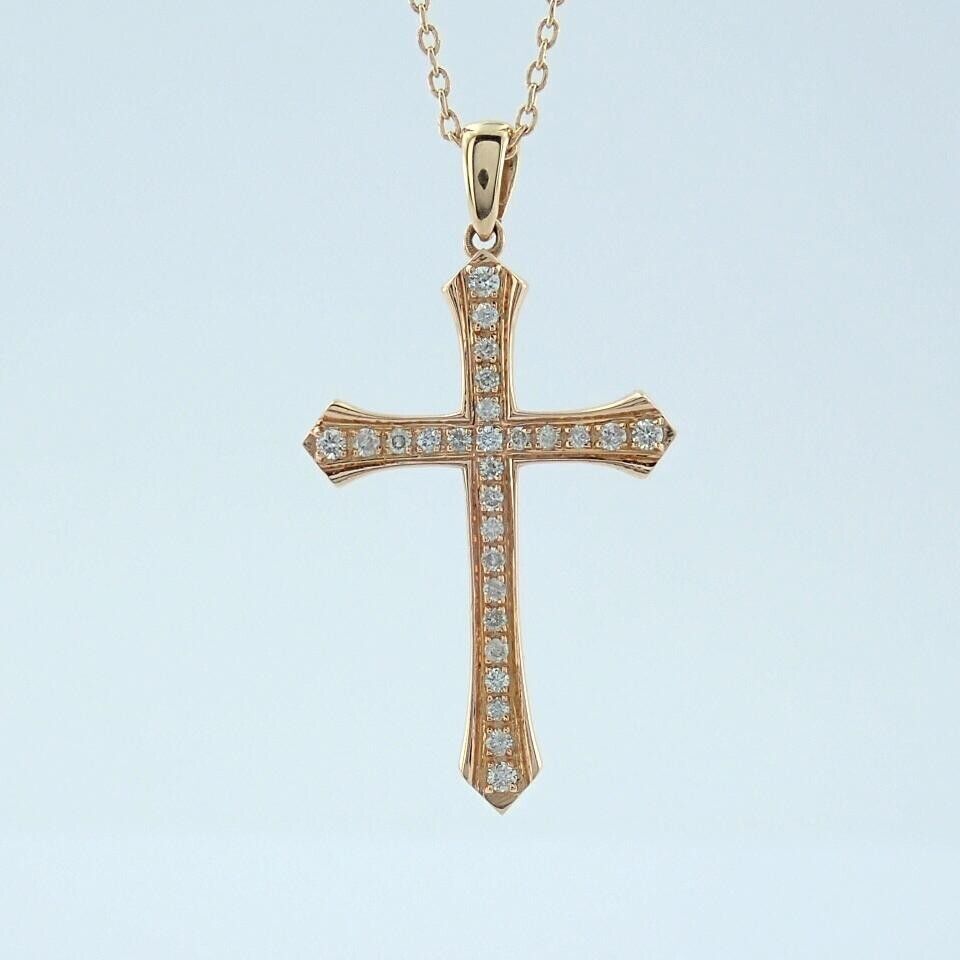 Diamant Gold Kreuz Halskette – Elegantes Design aus 14-Karat Gold KLO7175 - Ermus Gold