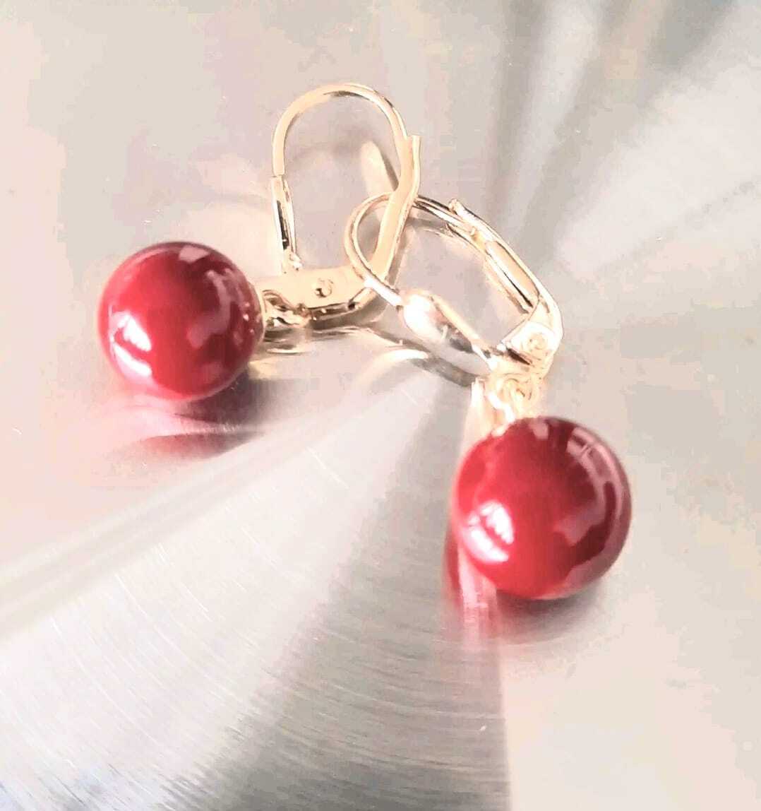 Ohrringe Perle Earrings Korallenrote