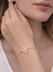 Silberarmband 925 mit weißem Stein und Narzissenblume ER0604