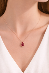 Rubin Stein Tropfen Halskette aus 925er Sterlingsilber ER0819-bestes Geschenk