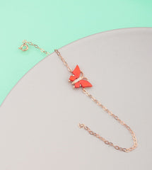 Ermus Gold - Armband Damen mit rotem Perlenstein und Schmetterling, 925 Sterlingsilber, Rose Vergoldet - Ermus Gold