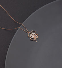 Ermus Gold – 925 Sterling Silber Baguette Stein Klee Halskette – Handgemachter Schmuck für Damen - Ermus Gold