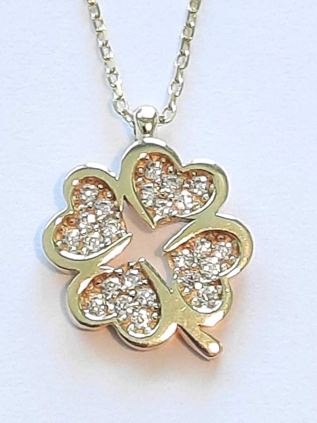 Ermus Gold – Elegante Vierblättriges Kleeblatt Halskette – 14K Gold mit Zirkon & Zertifikat - Ermus Gold
