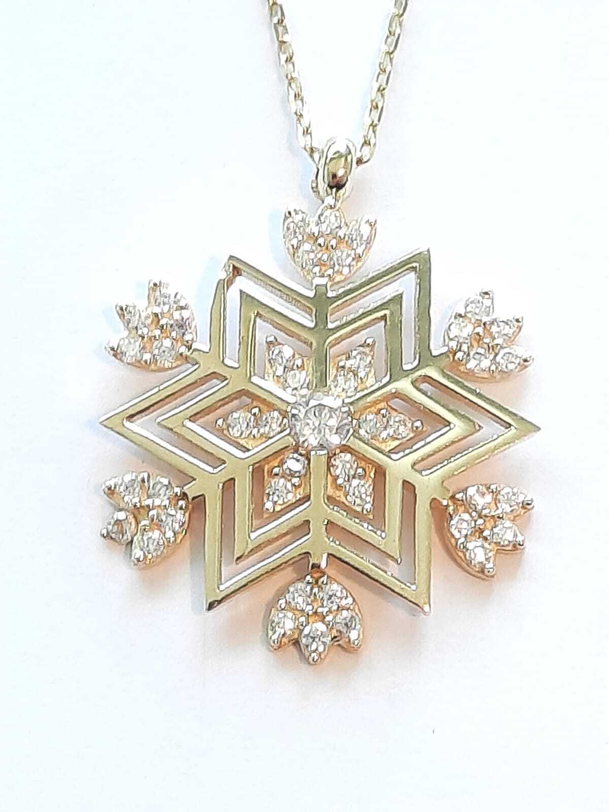 Ermus Gold – Goldene Halskette mit Sechseck-Stern Anhänger, 14K Gelbgold, Luxuriöses Geschenk - Ermus Gold