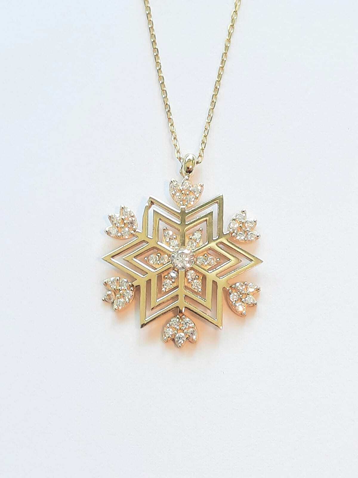 Ermus Gold – Goldene Halskette mit Sechseck-Stern Anhänger, 14K Gelbgold, Luxuriöses Geschenk - Ermus Gold
