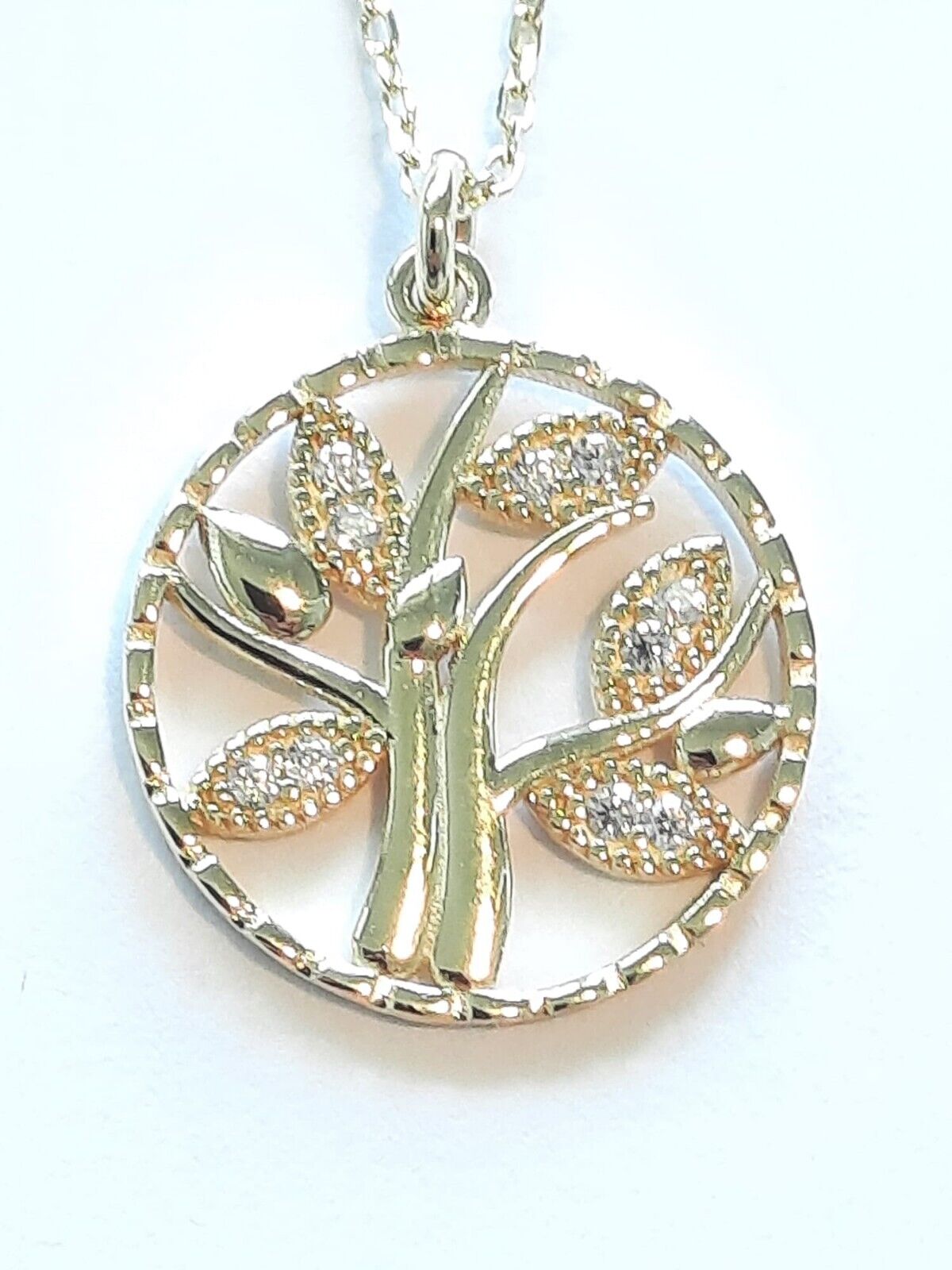 Ermus Gold – Goldhalskette Baum des Lebens 14K 585 Gold mit Weißem Zirkon, 42 cm - Ermus Gold
