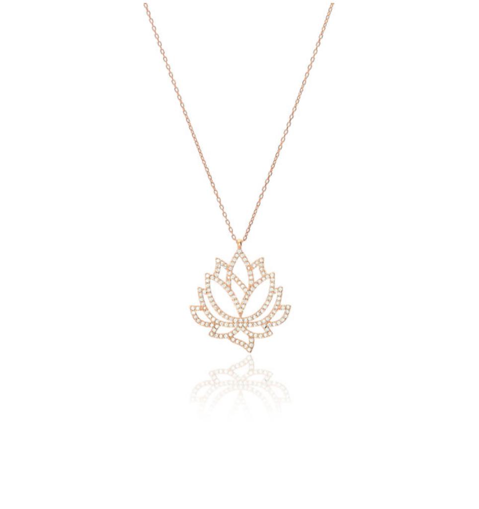 Ermus Gold – Lotusblumen Halskette aus 925 Sterlingsilber, Rose Vergoldet – Handgemachter Schmuck - Ermus Gold
