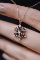 Ermus Gold – Mystic Topaz Liebe Flower Halskette 925 Sterling Silber Rose Vergoldet – Handgemachter Schmuck - Ermus Gold