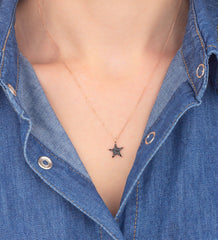 Ermus Gold – Onyx Stern Halskette aus 925 Sterling Silber, Handgemachter Schmuck - Ermus Gold