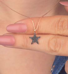 Ermus Gold – Onyx Stern Halskette aus 925 Sterling Silber, Handgemachter Schmuck - Ermus Gold