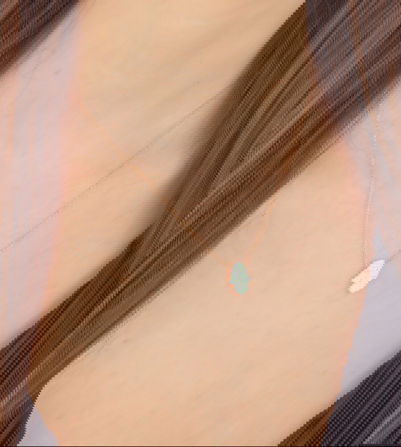 Ermus Gold – Opal Stein Mutter Hand Halskette aus 925 Sterlingsilber, Rose Vergoldet - Ermus Gold