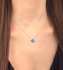 Ermus Gold – Opal Stein Stern Halskette aus 925 Sterling Silber, Handgemachter Schmuck - Ermus Gold