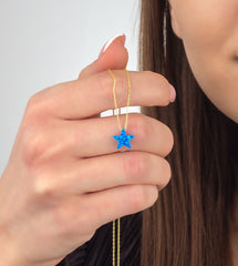 Ermus Gold – Opal Stein Stern Halskette aus 925 Sterling Silber, Handgemachter Schmuck - Ermus Gold