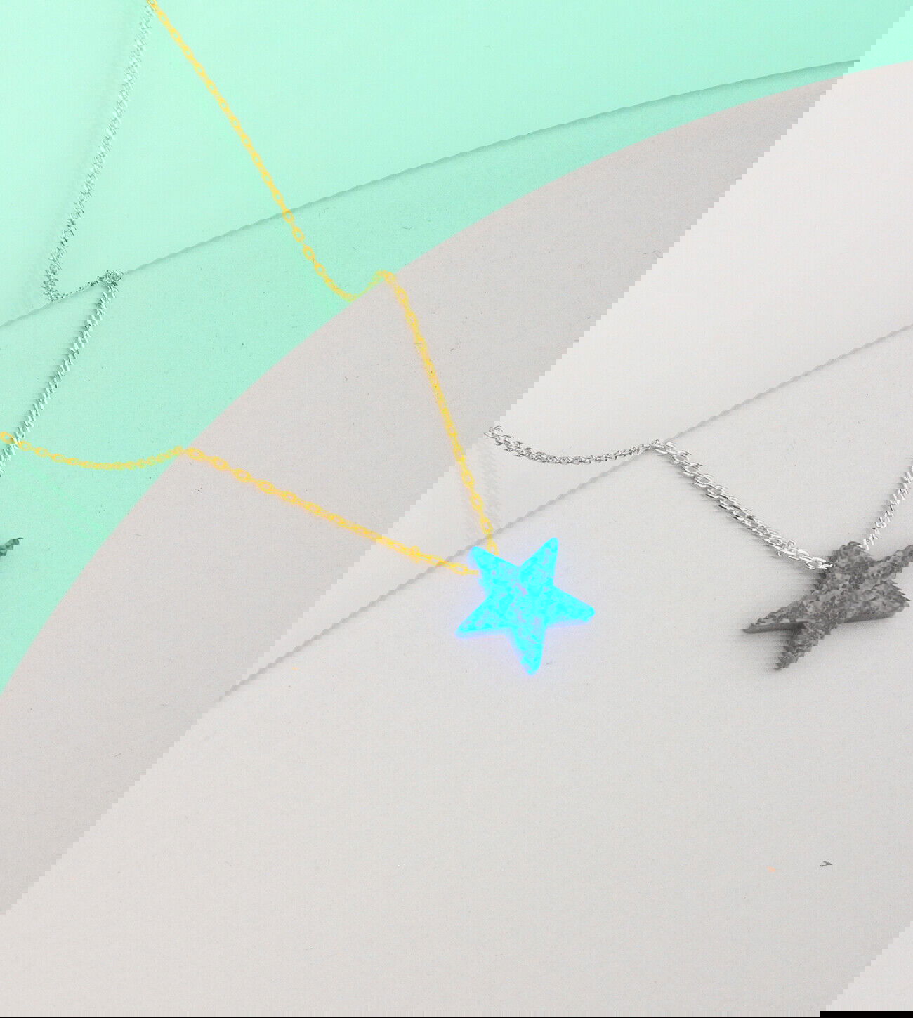 Ermus Gold – Opal Stein Stern Halskette aus 925 Sterling Silber, Handgemachter Schmuck - Ermus Gold