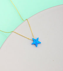 Ermus Gold – Opal Stein Stern Halskette aus 925 Sterling Silber, Handgemachter Schmuck - Ermus Gold