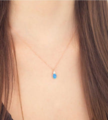 Ermus Gold – Ovale Halskette mit Opalstein aus 925 Sterling Silber, Handgemachter Schmuck - Ermus Gold