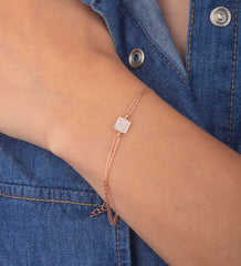 Ermus Gold – Quadratisches Armband aus 925 Sterlingsilber mit Zirkonsteinen, Handgefertigt - Ermus Gold