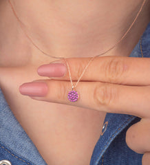 Ermus Gold – Rosa Stein Runde Halskette aus 925 Sterling Silber, Rose Vergoldet - Ermus Gold