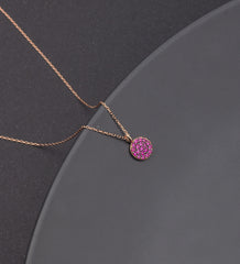 Ermus Gold – Rosa Stein Runde Halskette aus 925 Sterling Silber, Rose Vergoldet - Ermus Gold
