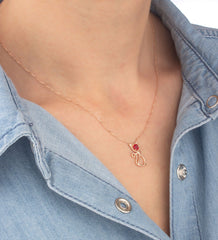 Ermus Gold – Rubinstein Katze Halskette aus 925 Sterling Silber, Handgefertigter Schmuck - Ermus Gold