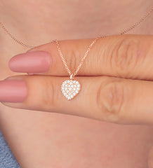 Ermus Gold – Zirkon Stein Herz Halskette 925 Sterling Silber Rose Vergoldet – Handgemachter Schmuck - Ermus Gold