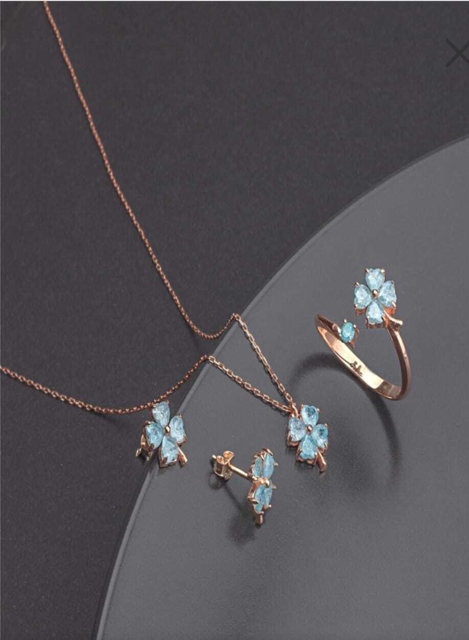 Ermus Türkis Stein Klee Ohrringe – 925 Sterlingsilber, Handgefertigtes Schmuckstück, Perfektes Geschenk - Ermus Gold