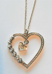 Halskette Damen Herz im Herzen, 14 Karat Gold, Zirkon, 42 cm - Ermus Gold