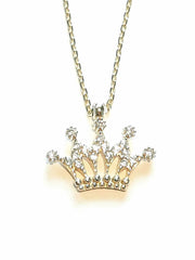 Halskette Damen König Crown, 14K 585 Gold, Weißer Zirkon, 42 cm - Ermus Gold