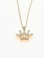 Halskette Damen König Crown, 14K 585 Gold, Weißer Zirkon, 42 cm - Ermus Gold